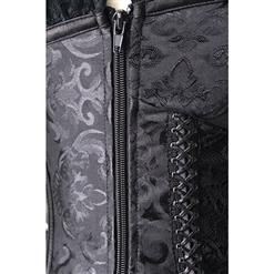 Fashion Steel Boned Black Jacquard Lace Trim Overbust Corset N10637