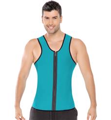 Neoprene Shirt with Zip Front, Men’s Support and Sweat Enhancing Shirt, Reversible Black and Green Shirt, Men's Neoprene Workout Training Vest, Sauna Vest, #N10646