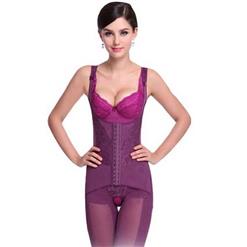 Sexy Purple Lace Body Shaper, Cheap Mid Thigh Full Shapewear, Hot Sale Hook and Eye Closure Body Shaper, #N10674