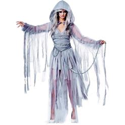 Sexy Women's Gray Ragged Flowing Ghost Halloween Cosplay Costume N10695
