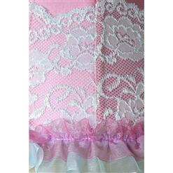 Fashion Sexy Pink Artificial Silk Lace Ruffles Underbust Corset N10796