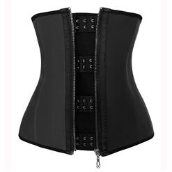 9 Steels Sexy Black Zipper and Hook and Eye Closure Underbust Corset With A Little Defect N10798