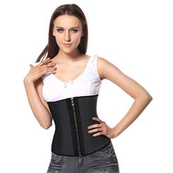 9 Steels Sexy Black Zipper and Hook and Eye Closure Underbust Corset With A Little Defect N10798