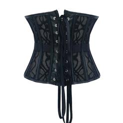 Fashion Black Faux Leather and Lace Waist Cincher Underbust Corset N10799