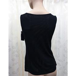 Elegant Black Embroidery Flowers Beading Vest Tops N10810