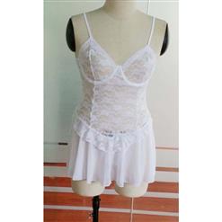 Plus Size Sexy White Lace Chemise and Robe N10820