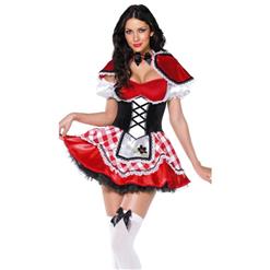 Hot Sale Halloween Costume, Cheap Little Red Riding Hood Costume, Sexy Red Riding Hood Costume, Fairy Tale Costume, #N10839