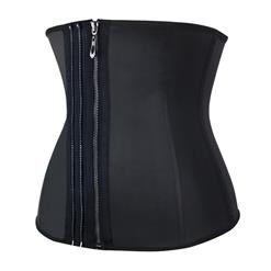 New Fashion Black Latex Steel Boned Adjustable Zipper Closure Corset N10840
