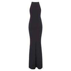 Sexy Elegant Black Sleeveless Long Dress N10856