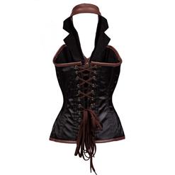 Retro Sexy Black and Brown Halter Steel Boned Outerwear Corset With Little Defect N10874