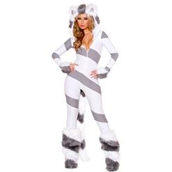 Sexy Animal Costume,  Hot Sale Gray and White Cat Costume, Kitty Cat Hooded Catsuit Costume, Halloween Costume, #N10882