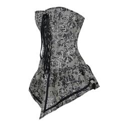 Palace Style Grey Brocade Jacquard Lace-up Corset with Skirt N10895