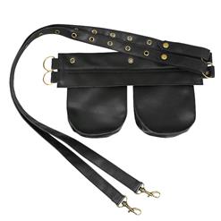 Steampunk Black Faux Leather Corset Pouch Belt N10903