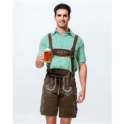 2pcs Men's Olive-drab Suspenders Bavarian Oktoberfest Lederhosen Costume N10924