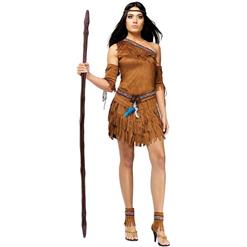 Brown Indian Costume, Sexy Halloween Costume, Cheap Women's Adult Native American Costume, Pow Wow Adult Costume, #N10934