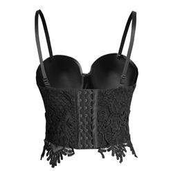 Sexy Black Lace Floral B Cups Crop Top Bustier N11016