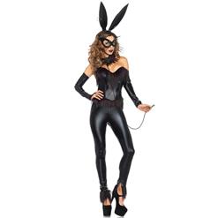 Sexy Black Bunny Costume, Cheap Halloween Costume, Lady Bunny Leather Costume, Bunny Halloween Costume, Plus Size Costume, #N11056
