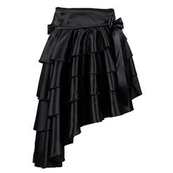 Sexy Black Satin High-low Ruffles Dancing Party Skirt N11067