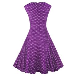 1950's Vintage Purple Cotton Polka Dot Party Cocktail Swing Tea Dress N11071