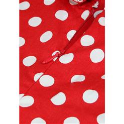 Vintage Red Polka Dot Short Sleeves Swing Rockabilly Ball Casual Dress N11091