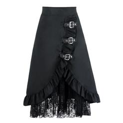 Steampunk Black Skirt, Lace Skirt for Women, Gothic Cosplay Skirt, Halloween Costume Skirt, Plus Size Skirt, #N11116