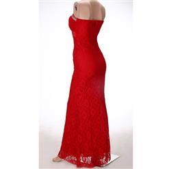 Elegant Red Lace Sweetheart Rhinestone Long Formal Evening Gown N11129