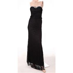 Elegant Black Lace Sweetheart Rhinestone Long Formal Evening Gown N11130