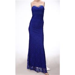 Elegant Royalblue Lace Sweetheart Rhinestone Long Formal Evening Gown N11131