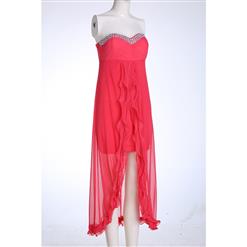 Fashion Watermelon Red Sweetheart Ruffles Evening Party Prom Dresses N11158