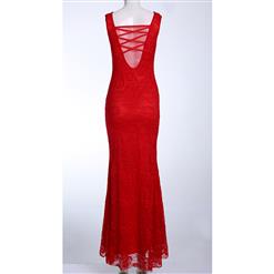 Sexy Red V-neck Crystal Beads Long Formal Evening Dress N11164