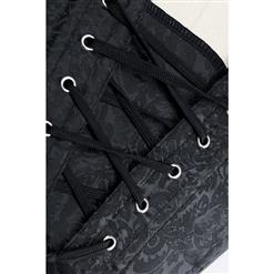 Steel Boned Gothic Steampunk Black Brocade Overbust Corset Vest N11177