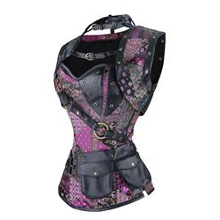 Steel Boned Steampunk Gothic Vintage Corset with Jacket and Pouches N11199