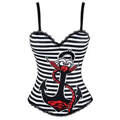 Sexy Burlesque Stripe Anchor Halloween Costume Corset N11201