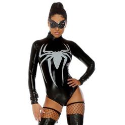 Superhero Costume for Womens, Black Spider Costume for Halloween, World Wide Web Sexy Superhero Costume, Toxic Spider Costume, #N11212