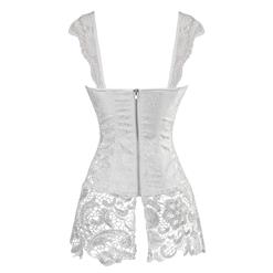 Steampunk Sexy White Jacquard Lace-up Corset with Lace Skirt N11233