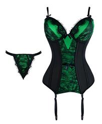 Shining Lace Green Overbust Corset Bustier N11302