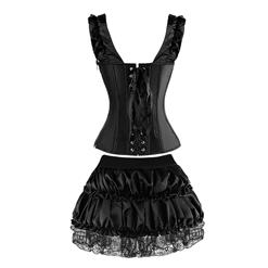 2 Pcs Romantic Vintage Satin Corset With Lace Dancing Skirt Set N11355