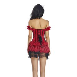 2 Pcs Romantic Vintage Satin Corset With Lace Dancing Skirt Set N11356