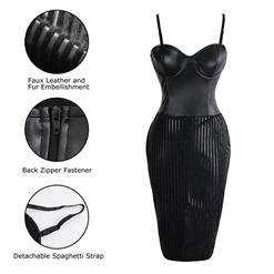 Fashion Black Spaghetti Strap Cocktail Party Bodycon Dress N11376