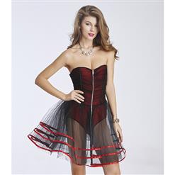 Fashion Sexy Red Mesh TuTu Corset Dress Petticoat N11402
