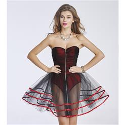 Fashion Sexy Red Mesh TuTu Corset Dress Petticoat N11402