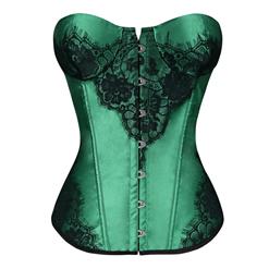 Classical Lace Overlay Corset Green N1141