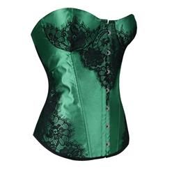 Classical Lace Overlay Corset Green N1141