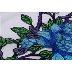 Elegant Vintage White Embroidery Floral Print Dress N11542