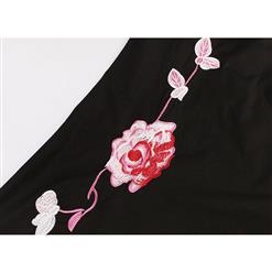 Elegant Vintage Black Embroidery Floral Print Cocktail Party Casual Dress N11601