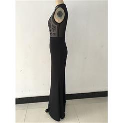 Sexy Rhinestone Black Long Evening Party Gown Maxi Dress N11827