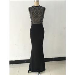 Sexy Rhinestone Black Long Evening Party Gown Maxi Dress N11827