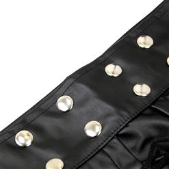 Men's Black Leather Lace Up Open Hip Pants N11839