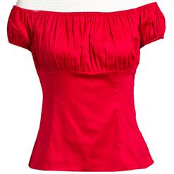 Sexy Red Short Sleeve Off Shoulder T-shirt N11859