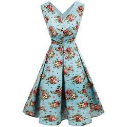 1950's Vintage Floral Print Casual Dress N11915